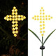 Solar Cross Garden Lights Outdoor Decorative - Solar Metal Cross Yellow Hydrangea Flower Stake Lights Waterproof 28 Warm White Leds For Remembrance s & Sympathy s..