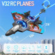 V32 Foam Remote Control Airplanes 2.4Ghz 4Ch Rc Planes For Kids Rc Fighter Jet Toys With Led Light 360° Flip Auto Hover Easy To Fly Remote Control Aircraft Toy For Kids And Beginner