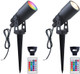 Rgb Color Changing Mr11 Led Landscape Lights Low Voltage 12V-24V Weatherproof Outdoor Led Spotlight Fixture With Remote Control Rgb Mr11 Led Bulb16 Colors (Rgb+Warm White) 2-Pack