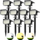 3 Colors Solar Lights Outdoor Waterproof Ip65 Outdoor Spot Lights For Yard 52 Leds 600Lm Solar Powered Landscape Spotlights Solar Security Wall Lights For Garden Pathway Outside- 10 Pack