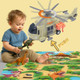 1/16 Dinosaur Rescue Series Helicopter With Pterosaur And Dinosaur Playing Mat Outdoor Sandbox Plane Toys With Sounds And Lights Birthday Toddler Boy Kids