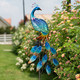 Teresa'S Collections Garden Decor Blue Peacock With Solar Outdoor Lights 40" Glass Yard Art For Outside Decorative Metal Stake Outdoor Decor For Lawn Decorations Patio S For Mom