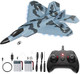 Rc Plane Remote Control Airplane Drone For Kids And Beginners F-22 Glider Fighter Jet Ready To Fly 2Ch 2.4Ghz Flying Toys With Led Lights 2 Takeoff Modes Auto Balance 2 Batteries