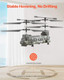 Vevor Rc Helicopter 2.4Ghz Military Remote Control Helicopter 3.5 Channel Rc Airplane For Kid 20 Mins Flight Time One-Key Takeoff/Landing & Led Lights Flying Plane Toys For Kids Ages 8 And Up