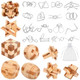 Auroray 25 Pcs Wooden Brain Teaser Puzzles Metal Wire Puzzle Set, 3D Unlock Interlock Game Iq Test Toy Mind Game Toys Brain Teaser Toy Puzzle For Adults