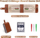 Behegtye Foldable Travel Cribbage Board Game Set, Leather Cribbage Board Set - 6 Pegs, 1 Playing Card And Instruction, Portable Travel Cribbage Board With Storage Area For Cribbage Lovers (1Pcs)