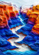 Bgraamiens 3D Visual 1000 Pieces Puzzle - The Blue Canyon - Autostereoscopy Hard Challenge For Adults & Kids