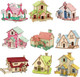 Mpiuet 9 Piece Set 3D Wooden Puzzle For Adults 3D Wooden House Brain Teaser Puzzle Diy Assembly Cottage Building Model Kits Log Cabin Model