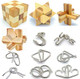 Qiandier Bamboo 3D Puzzle Metal Brain Teasers Puzzles Mind Game Toys Set For Teens And Adults Pack Of 12Pcs
