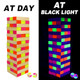 Ahuimeius 54 Piece Glow Tumble Tower Board Games, Glow In The Blacklight Tumble Tower, Indoor/Outdoor Board Game For Kids And Adults For Family Game Night