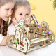 Aijuye 3D Wooden Roller Coaster Puzzle Motorized Marble Run Construction Kit With Gears And Tracks Mechanical Model Kit Laser Cut Wooden Pieces