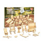 Bohs Wooden Dolls House Furniture 1/12 Scale - 3D Puzzles For Miniature Dollhouse Furniture Accessories - Large,28 Pcs