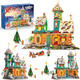 Cubimana 3 Style Christmas Castle Building Set With Lights - Large Gingerbread House Building Block Toy With Santa Claus Xmas Tree Village S For Adults Teens Kids Girls Boy Ages 10+ (1976Pcs)