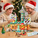 Cubimana 3 Style Christmas Castle Building Set With Lights - Large Gingerbread House Building Block Toy With Santa Claus Xmas Tree Village S For Adults Teens Kids Girls Boy Ages 10+ (1976Pcs)