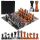 Earthen Crafts Marble Chess Set 15" Inches Handmade Black Zebra And Red Board Games For Adults, Ideal Marble Chess Board Game Set & Chess Pieces For Table Decor