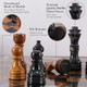 Earthen Crafts Marble Chess Set 15" Inches Handmade Black Zebra And Red Board Games For Adults, Ideal Marble Chess Board Game Set & Chess Pieces For Table Decor