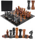 Earthen Crafts Marble Chess Set 12" Inches Handmade Black Zebra And Red Board Games For Adults, Ideal Marble Chess Board Game Set & Chess Pieces For Home Decor