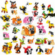 Hogokids 60 Kinds Party Favors For Kids, 20 Pack 3-In-1 Animals Building Block Toy Sets For Goodie Bags Stocking Stuffer Classroom Prizes Birthday Christmas Easter S For Boys Girls Ages 6-12+