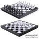 Hongtuo 2-In-1 Chess Set And Magnetic Checkers Set - Foldable 13-Inch Travel Board Game, Durable Plastic, Puzzle And Strategy Toys For Kids And Adults