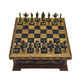 Interiart Wooden Chess Set With Storage – Handcrafted Chess Board And British Figure Metal Chess Pieces – Decorative Chess Game For Adults & Kids – Premium For Family & Friends (Gold Chess Pieces)