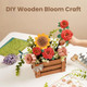Robotime 3D Wooden Bloom Box Puzzle, Adults' Flower Bouquet Building Set, Artificial Flowers Home Decor, For Wedding/Mother'S Day/Birthday, Wood Craft Kit