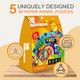 Rohsce 3D Puzzles For Kids – Diy Animal Puzzles Educational Paper Craft Kit With 5 Cartoon Animals – Stem Learning Toys For Boys & Girls, Creative S For Birthday, Classroom, And Travel