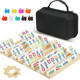 Soopotay 4 Player Games, Mexican Train Dominoes Set With Numbers, 4 Wooden Racks, 91 Tiles, Portable Case, D12 Dominos Set For Adults, Board Game For Adults, Easter Basket Stuffers, Easter S For Men Women