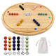 Wahartoly Circular Large Marble Board Game With Double-Sided Painted Wooden Fast Track Board Game With 30 Marbles 6 Dice4-Player Game 6-Player Game Universal Original Natural Marble (Burnt Color)