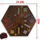 Wahartoly 15 Inches Wooden Fast Track Board Game Original Wahoo Board Game For 6 And 4 Players With Marbles And Dices Burnt Color Board Marble Game(Small)