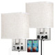 Caduke Bedside Wall Lamp Set Of 2 Plug In Wall Light With Usb Charging Ports And Ac Outlet Socket Brushed Nickel Modern Wall Sconces With Plug In Cord For Bedroom Living Room E26 Led Bulb Included Caduke Bedside Wall Lamp Set Of 2 Plug In Wall Light With Usb Charging Ports And Ac Outlet Socket Brushed Nickel Modern Wall Sconces With Plug In Cord For Bedroom Living Room E26 Led Bulb Included