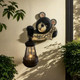 Akv Black Bear Statue With Solar Light And Welcome Sign Wall Mount Black Bear Decor Figurine For Garden Patio Yard Wall Decor Cute Outdoor Bear Statue For House Decorations Size:10.82X6.49X3.93 Inch