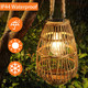 Buaro8Aga Solar Lantern Outdoor Waterproof Large Rattan Lanterns Decorative Bright Boho Lanterns Lights With Handle Rustic Hanging Or Table Lamp For Fence Porch Garden Yard Wedding Decoration