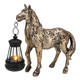 Bulevina Horse Garden Statue With Lantern 7.5X6.8 Inch Solar Lighted Outdoor Figurine Sculpture For Yard Lawn Patio Farmhouse Whimsical Home Decor  For Housewarming Birthday Christmas (Bronze Color)