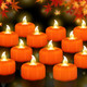 Cesof Fall Decorations For Home Pumpkin Tea Lights 12 Pack Led Orange Pumpkin Lights Flameless Candles Battery Operated Halloween Thanksgiving Flickering Tealight Candle For Home Table Indoor Party Decor