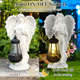 Chambtalie Solar Angel Garden Statue Angel Figurine Outdoor Decor With Warm White Solar Lantern Garden Angel Figurine Outdoor Statue Waterproof Angel Sculpture Lawn Yard Art Patio Ornament Housewarming
