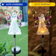 Cubular 2 Pack Solar Angel Stake Lights Color-Changing Led Garden Decor With Flower-Studded Iron Wings Waterproof Outdoor Memorial S For Cemetery Garden Patio For Mom Women