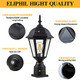 Eliphil Dusk To Dawn Outdoor Post Light Pole Lantern Lighting With Pier Mount Baselamp Post Light Fixture 8 Inch Waterproof，Black
