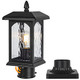 Filiyano 2 Packs Dusk To Dawn Outdoor Post Light With Pier Mount Base - Hard Wired Pole Outdoor Lighting Waterproof Black Pillar Lantern Outside With Tempered Rippled Glass For Pathway Garden Patio