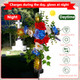 Frienda 2 Pcs Solar Lights Cross Garden Outdoor Cemetery Decorations For Grave Blooming Artificial Flowers With American Flag Memorial S For Lawn Yard Patio Decor
