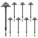 Goodsmann Landscape Lighting 8Pk Low Voltage Outdoor Path Lights 2-Tier Pagoda Landscape Path Lights Pathway Lights Wired 3W Led 180 Lumen 3000K Warm White Driveway Bronze Electric Pathway Light