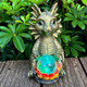 Lckfty Solar Garden Statue Dragon Figurine With 7-Color Changing Solar Crackle Globe Lights- Loving Dragon For Patiobalconyyard Lawn-Unique Idea S (Gray)