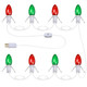 Lcmla Christmas Village Lights - Blow Molded Light Cordwith 8 Led Red & Green Bulbs14 Ft Long With Switches C7 Led Light String Is Suitable For Halloween Christmas House Lights Holiday Decorations