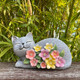 Leaesmhr Solar Cat Outdoor Statue Resin Solar Cat Lights With Flower For Outside Garden Cats Figurine For Lawn Porch Yard Art - Birthday S For Mom Grandma Women