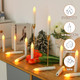 Lezonic Flameless Battery Operated Candlesticks Flickering 24Pcs White Led Battery Christmas Window Candles 6 Inch Short Taper Candles Hanging Halloween Floating By Touch No Remote
