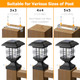 Lffital Solar Post Lights Outdoor Solar Cap Lights Deck Fence Cap For 4X4 5X5 6X6 Posts Patio Garden Courtyard Decoration Fixture Waterproof Warm White Lighting Black (2)