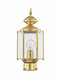 Livex Lighting Lantern 2117-02 Outdoor Post With Clear Beveled Glass Shades Polished Brass