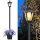 Mancra 72" Solar Lamp Post Light With Planter Glass 60 Lumens Solar Lights Outdoor Waterproof Patio Lights Garden Decor Warm White
