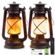 Marlrin Lantern Led Battery Powered Camping Lamp Outdoor Hanging Lantern Flickering Flame Rechargeable Retro Lanterns Remote Control 4 Modes Light Non-Solar 2 Pack