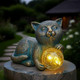 Mininova Solar Garden Cat Statue With Led Light Ball Cat Figurine Outdoor Decor In Yard Patio Balcony Perfect Housewarming Birthday For Women Mom Grandma