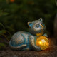 Mininova Solar Garden Cat Statue With Led Light Ball Cat Figurine Outdoor Decor In Yard Patio Balcony Perfect Housewarming Birthday For Women Mom Grandma